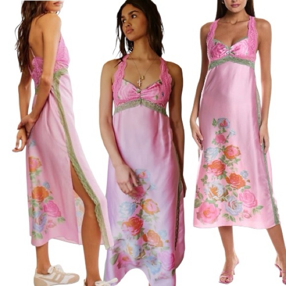 Free People Dresses & Skirts - FREE PEOPLE Just Dreamy Maxi Slip dress pink size large